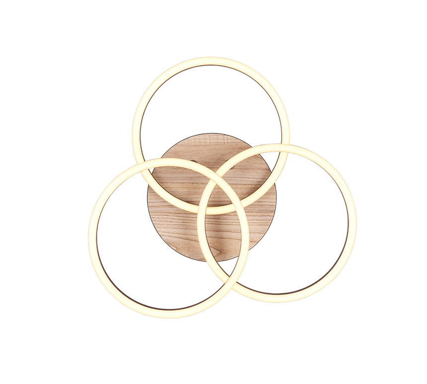 Plafón de techo Trio Circle LED wood imitation CCT 43,5cm R62823135