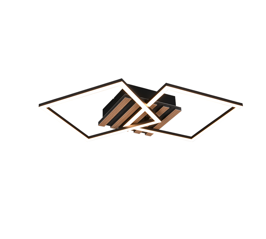 Plafón de techo Trio Zaro LED negro mate 3000K 59,5cm R63402132