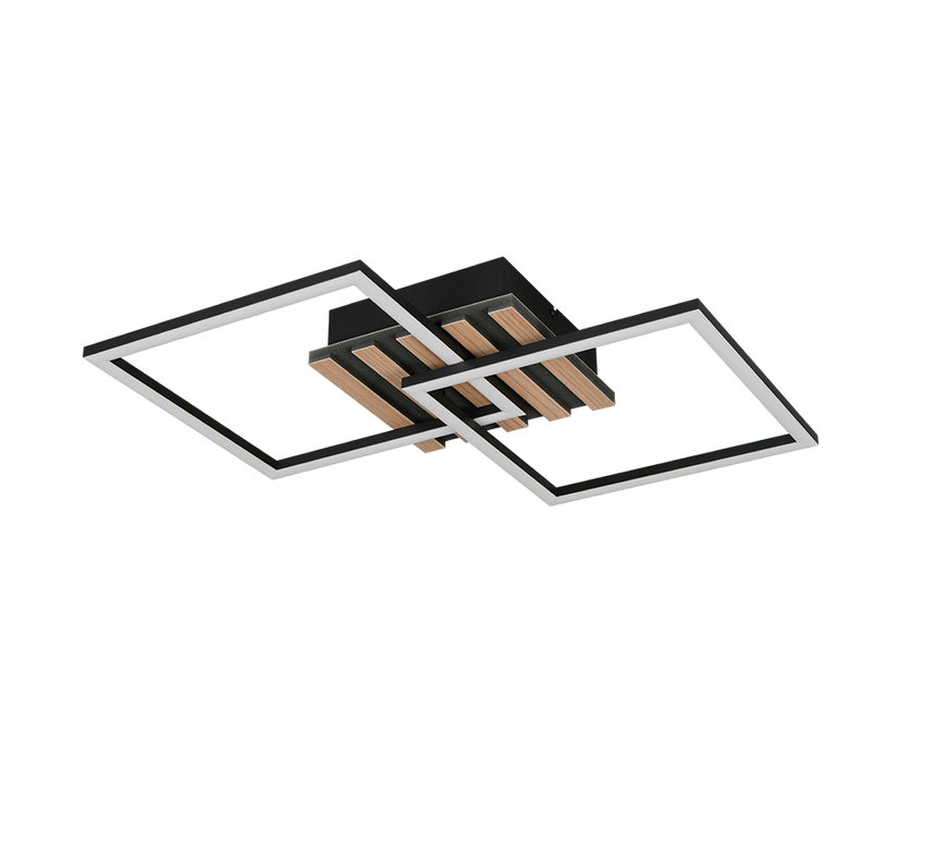 Plafón de techo Trio Zaro LED negro mate 3000K 59,5cm R63402132