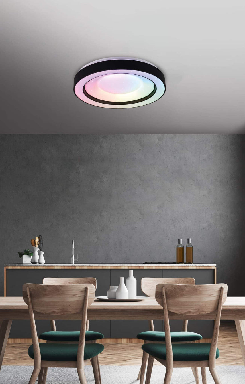 Trio Arco LED plastic ceiling lamp black mat R65091032