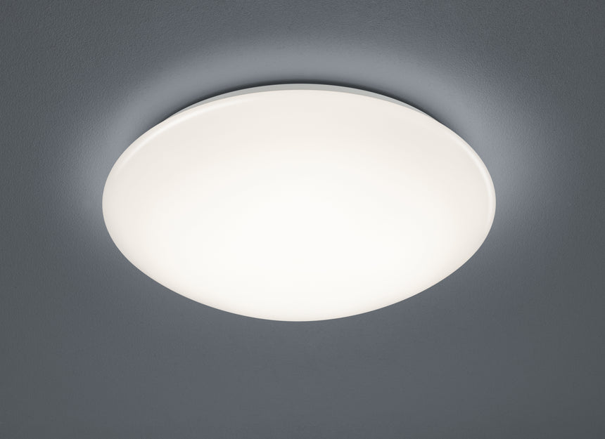 Plafón de baño Trio Pollux LED blanco 3000K regulable IP44 Ø27cm R67831101