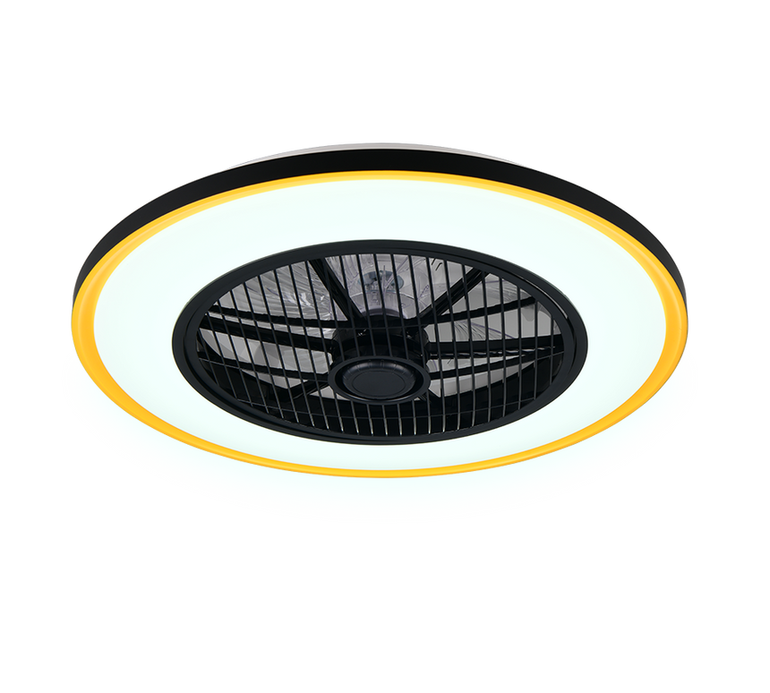 Plafón de techo Trio Varpula LED negro y dorado CCT Ø55cm R69272180