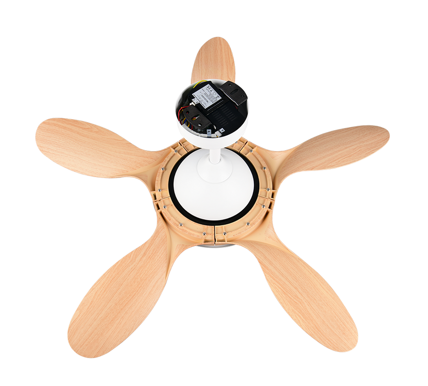 Plafón de techo Trio Flen grande LED madera CCT Ø108cm R69682130