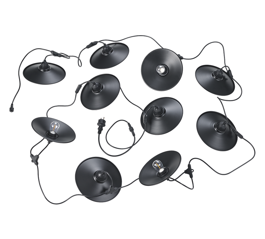 Guirnalda decorativa de exterior Trio Chain LED 10 luces negro mate 3000K IP44 6,5m R74771932
