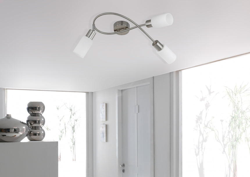 Foco Trio Mars LED níquel mate 2700K 45cm R80013907
