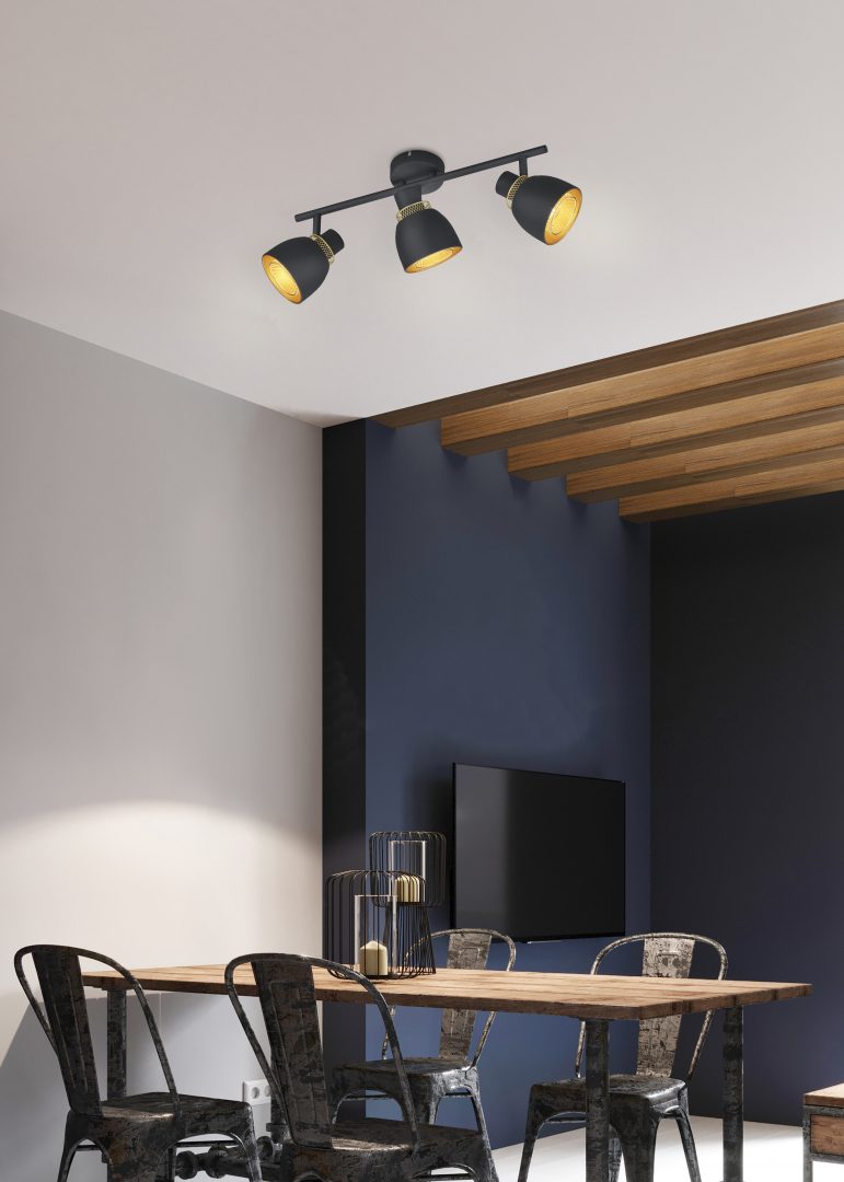 Foco Trio Punch LED negro mate 2700K 45,5cm R80813032