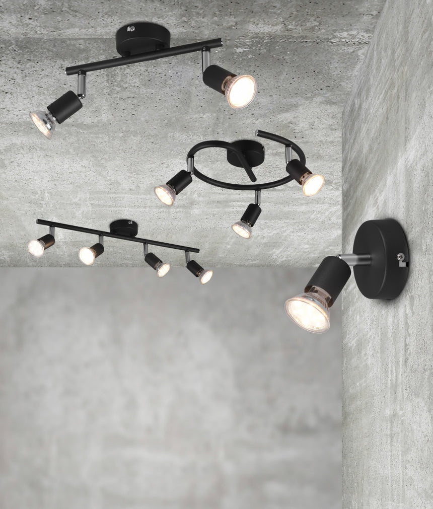 Foco Trio Paris LED negro mate 3000K 25,5cm R80912032