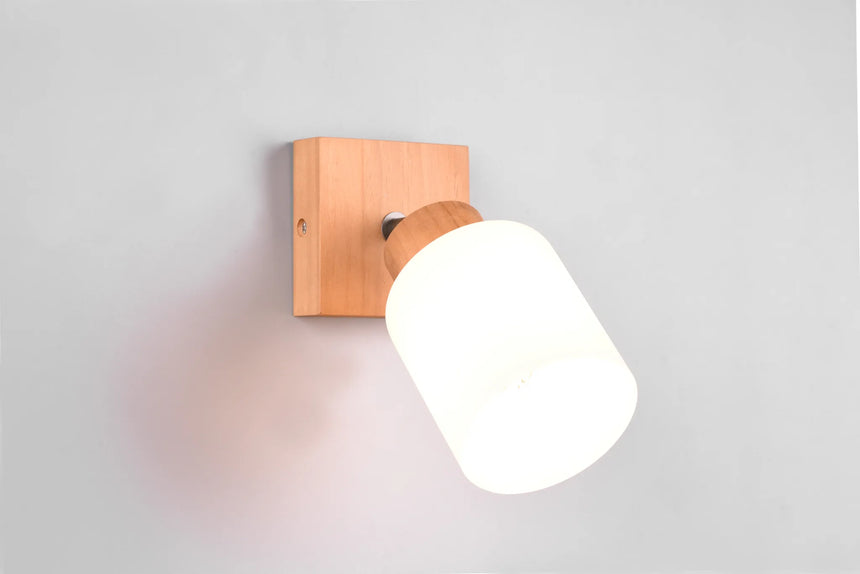 Trio Assam wall light wood and white R81111030