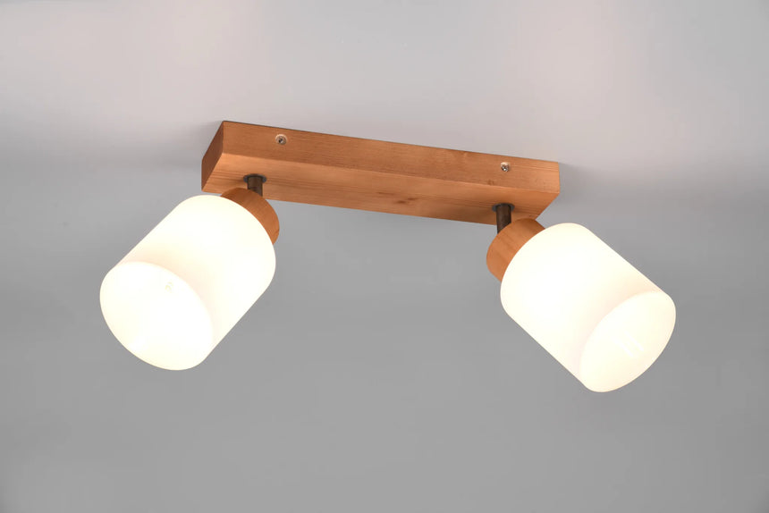 Trio Assam foco LED madera y blanco R81112030