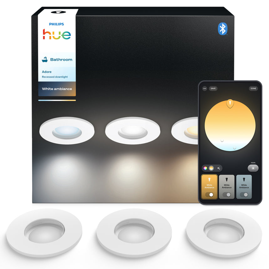 Philips Hue Empotrable Adore blanco White Ambiance 4,2W IP44 400lm (3 uds) 8721103073020