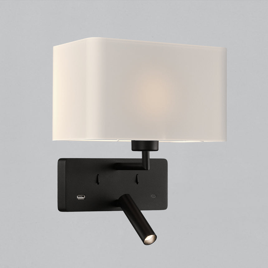 ACB Romeo Aplique LED Negro Texturado 3W 3000K + 15W interruptores orientable USB C A3971081N