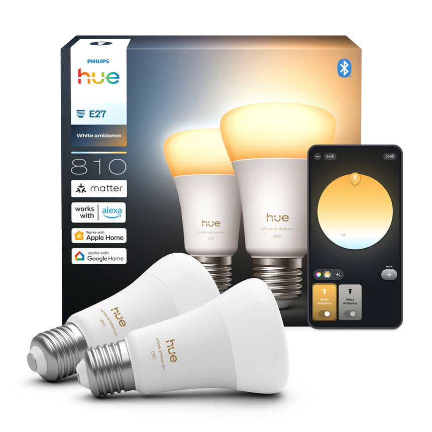 Philips Hue Bombilla 2 luces White Ambiance E27 6W 810lm 8720169364004