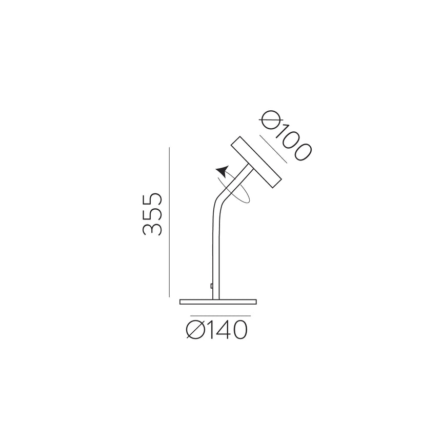 ACB Corvus Table Lamp 3945 Textured Black, LED 4.2W 3000K 530lm, CRI90 I, integrated LED, S3945000N cable switch