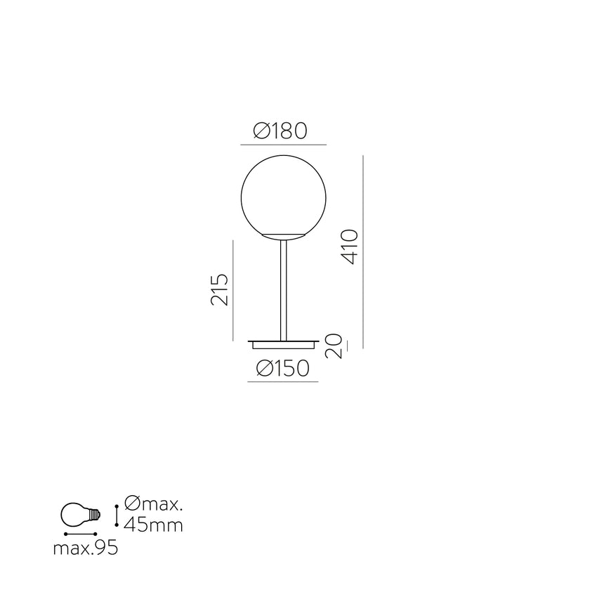 ACB Parma Sobremesa Negro Mate/Opal E27 15W S3946080N
