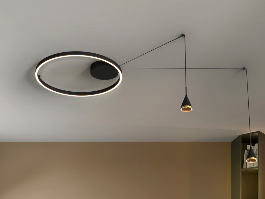 Plafón Schuller Conic 2 luces negro y bronce 768856