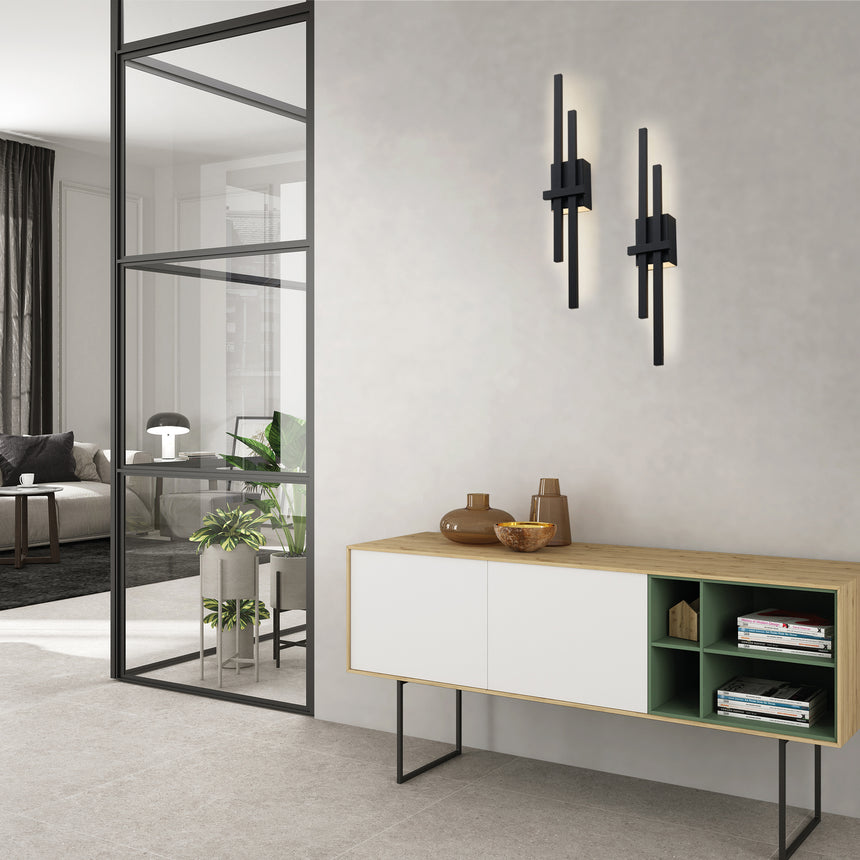 ACB Shadow Aplique LED Negro Texturado 2x6W 2700K-3000K Slide Switch A3796170N