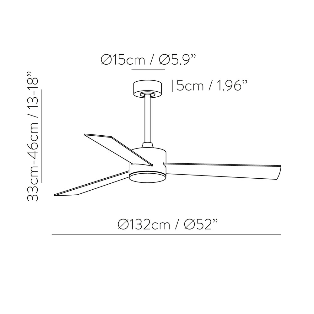 ACB Shamal White LED Ceiling Fan + DC Motor, Remote Control, Stepless Dimmer 3000-4000-6500 V2522030B