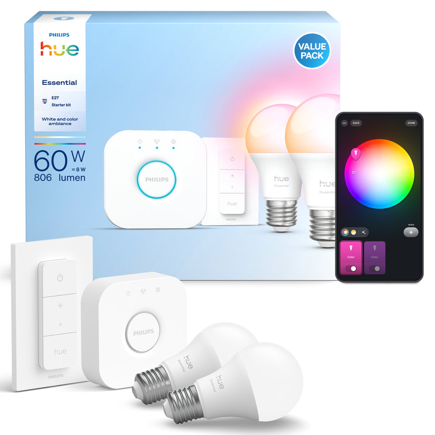 Philips Hue White and Color Ambiance Kit de inicio Essential blanco RGBW 3W (4 uds) 8721103103659
