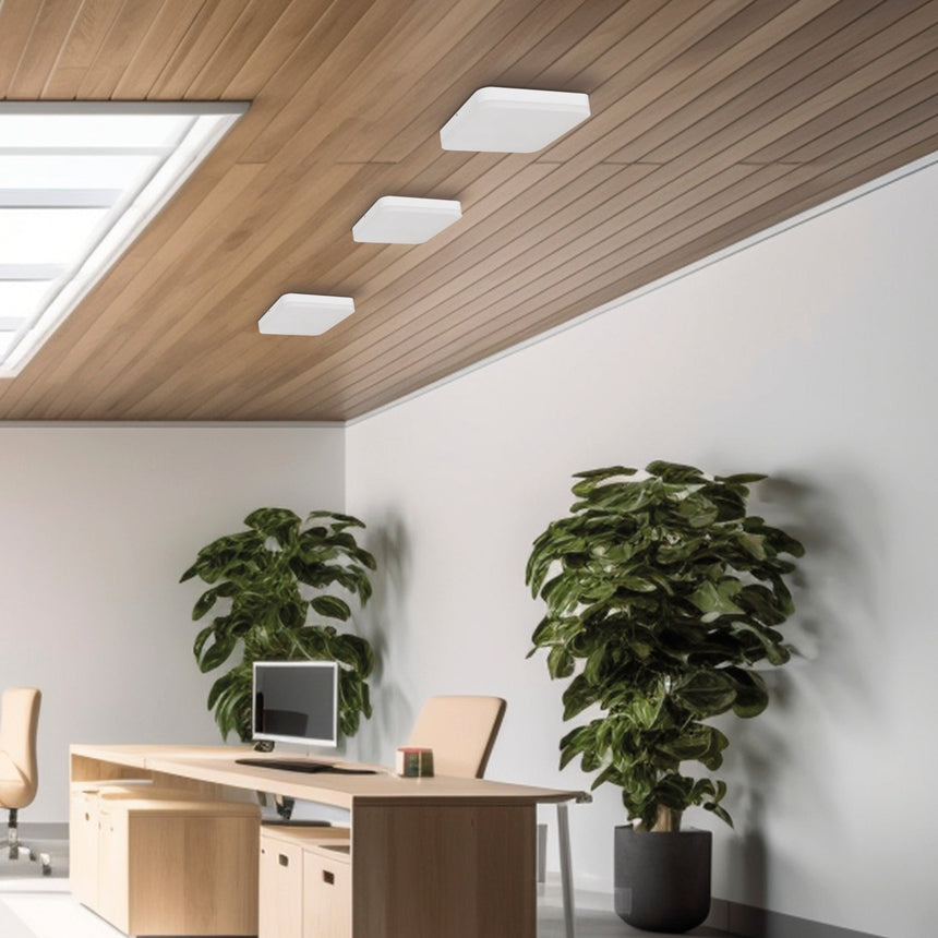 ACB Square Ceiling Light 3512/28 White, LED 24W 1989lm, CRI90 I IP54, Integrated LED, Dimmable Kelvin P351213B