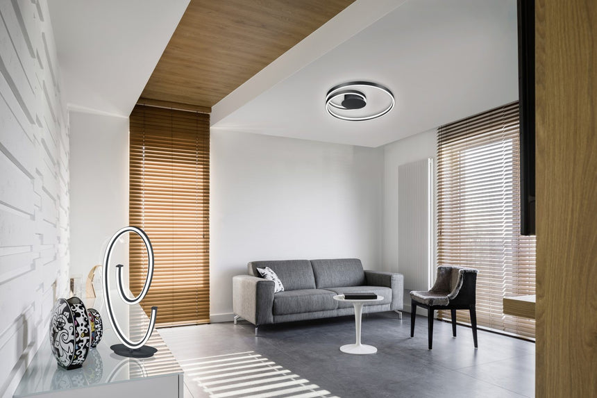 plafón de techo Trio Ciola estera negra Ø72cm TRI677210132 - detalle