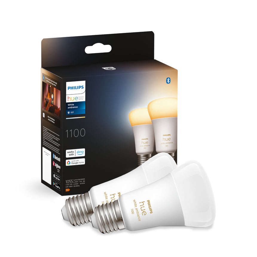 Philips Hue Bombilla 2 luces White Ambiance E27 11W 1055lm 29125600