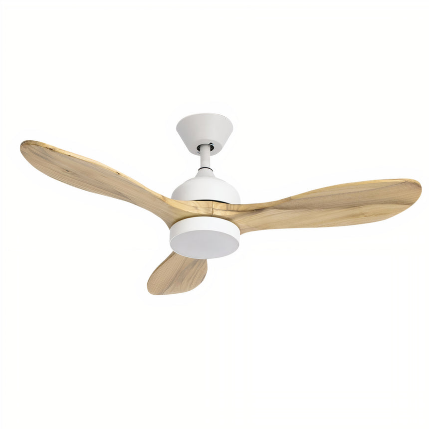 Ventilador de techo LedsC4 Calar blanco madera clara motor DC Ø107cm VE-0016-BLA