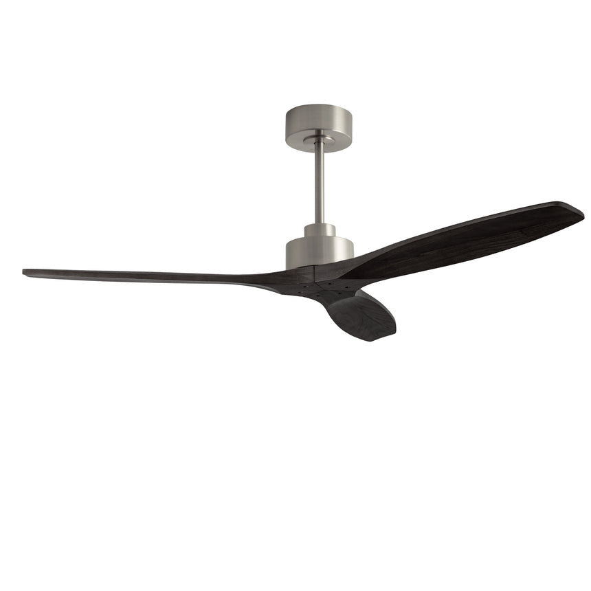Ventilador de techo LedsC4 Stem Evo níquel satinado palas negras motor DC Ø132cm VE-0096-SNE