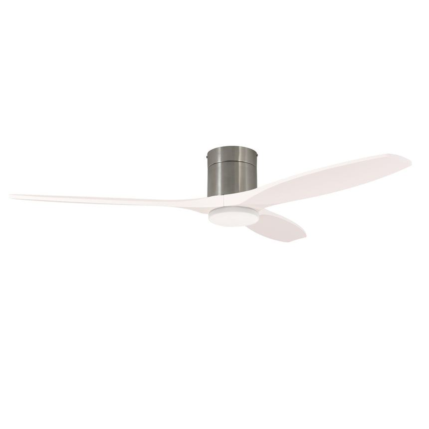 Ventilador de techo LedsC4 Stem Evo tube níquel satinado palas blancas motor DC Ø132cm VE-0097-SBL