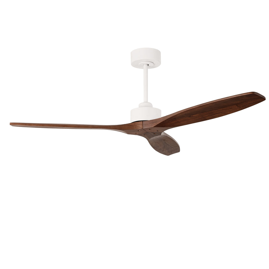 Ventilador de techo LedsC4 Stem Evo blanco palas madera oscura motor DC Ø122cm VE-0114-BFF