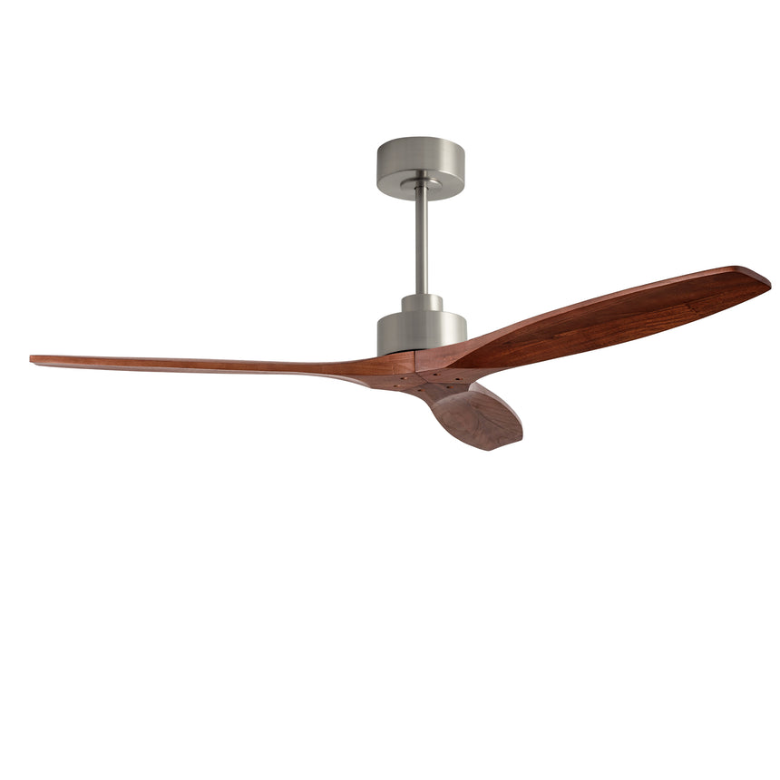 Ventilador de techo LedsC4 Stem Evo níquel satinado palas madera oscura motor DC Ø122cm VE-0114-SFF