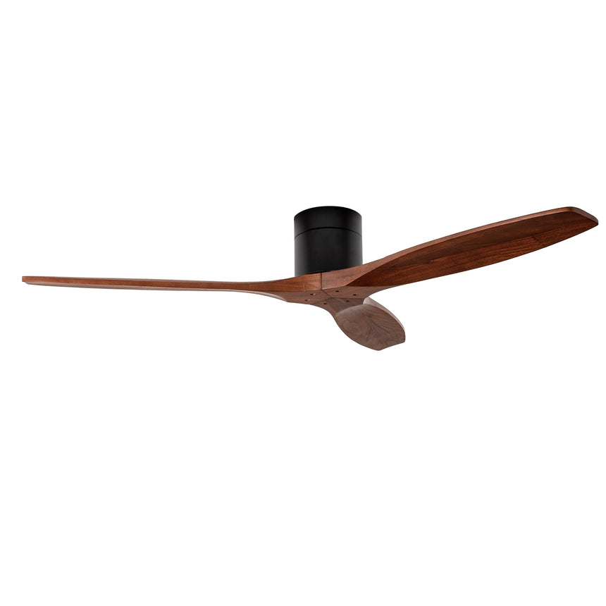 Ventilador de techo LedsC4 Stem Evo tube negro palas madera oscura motor DC Ø122cm VE-0115-NFF