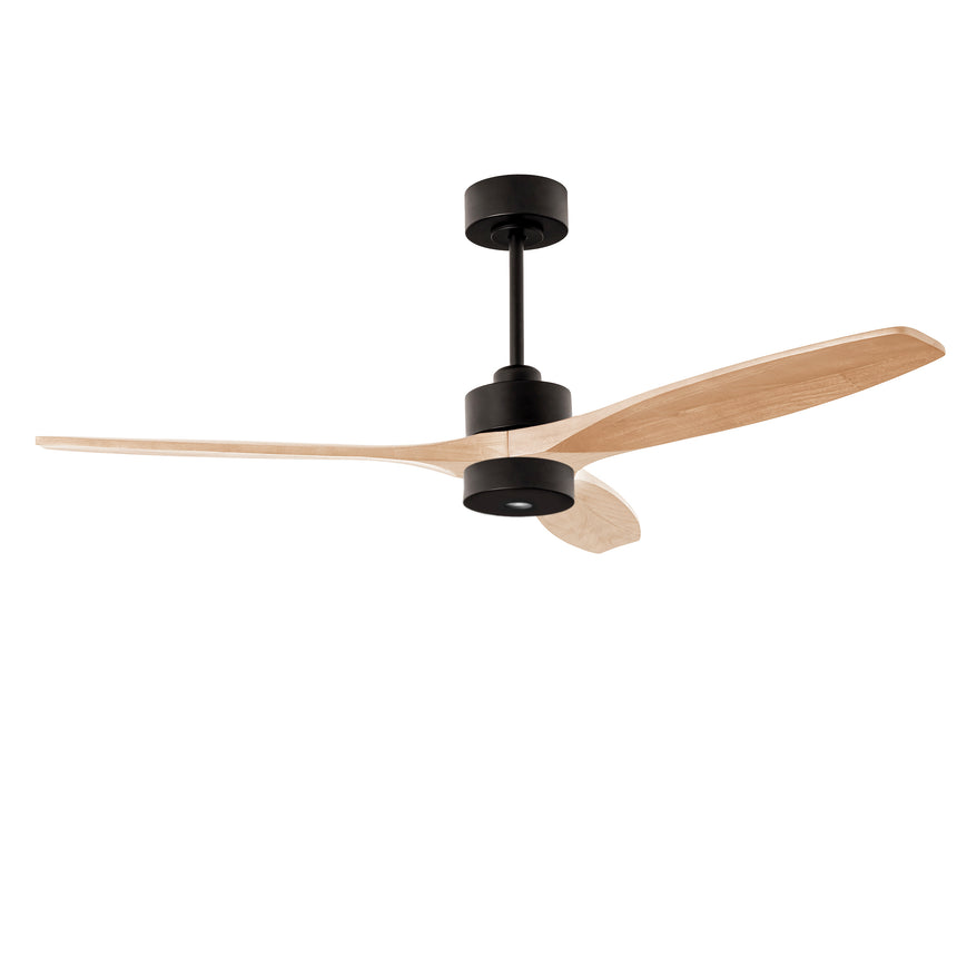 Ventilador de techo LedsC4 Stem Evo play negro palas madera clara motor DC Ø122cm VE-0120-NFC