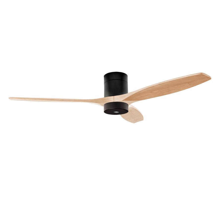 Ventilador de techo LedsC4 Stem Evo tube play negro palas madera clara motor DC Ø122cm VE-0121-NFC
