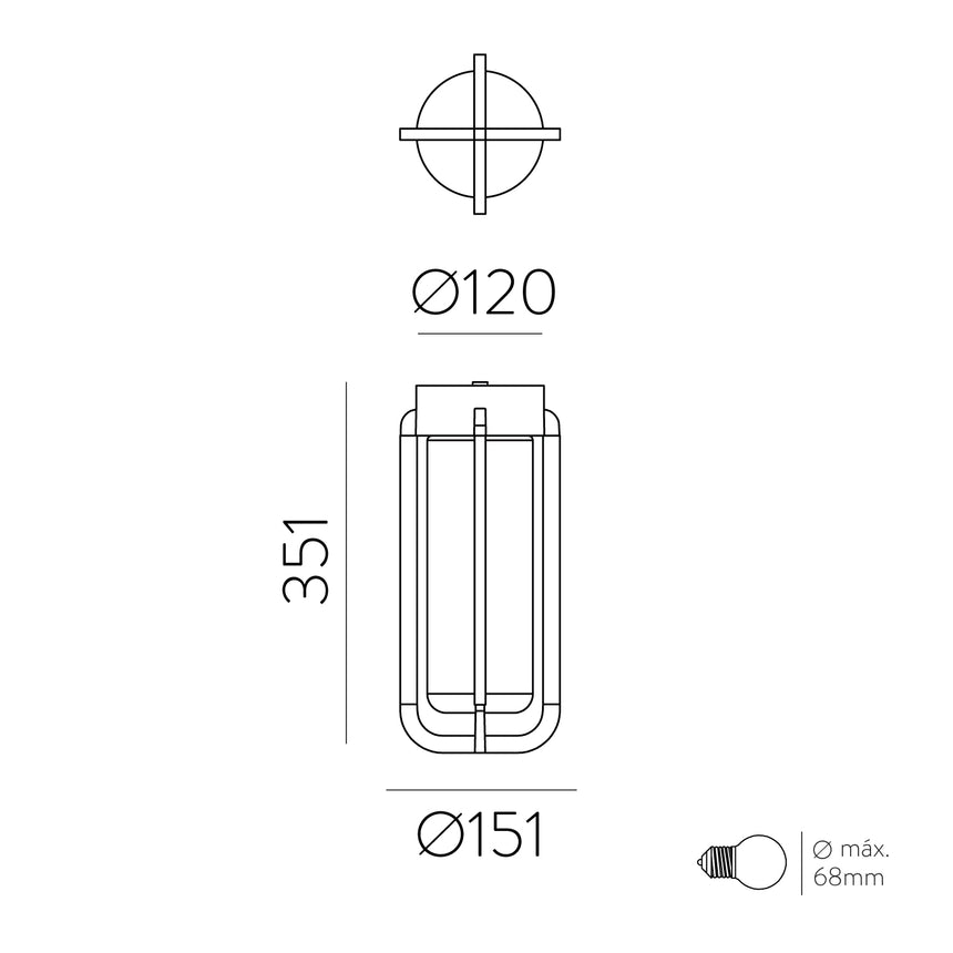 ACB Vega Ceiling Light 2079 Textured Anthracite, LED E27 15W, IP65 P2079080GR