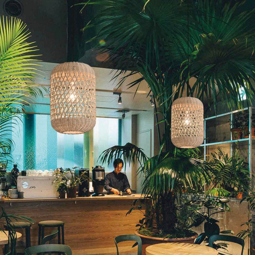 ACB Vivian Lámpara de techo colgante LED ratán natural E27 15W C3931082NA