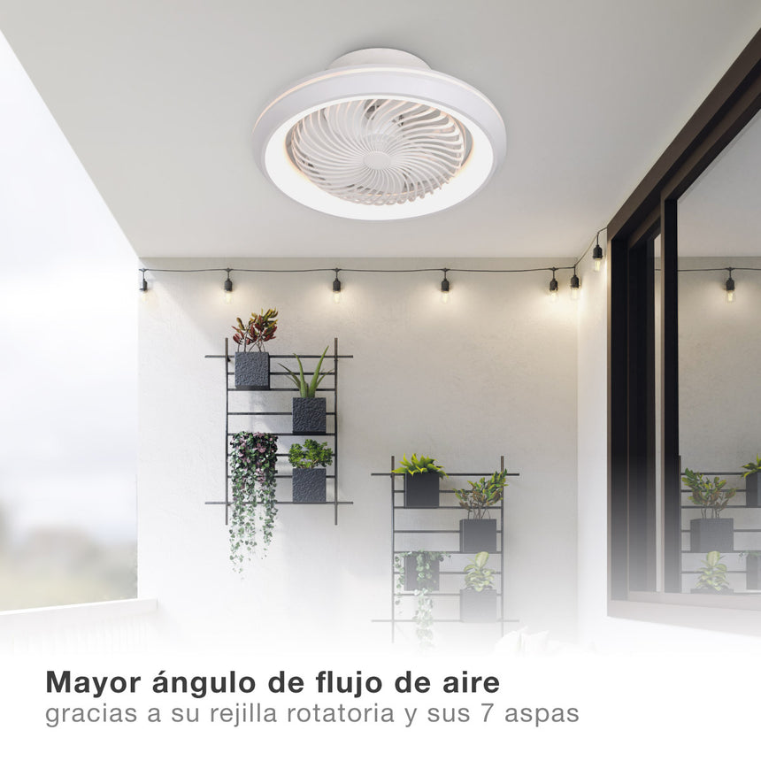 GSC Bhoor Rotating Ceiling Fan with Dimmable CCT Light and Remote Control Ø50 7 Blades DC White 300005080