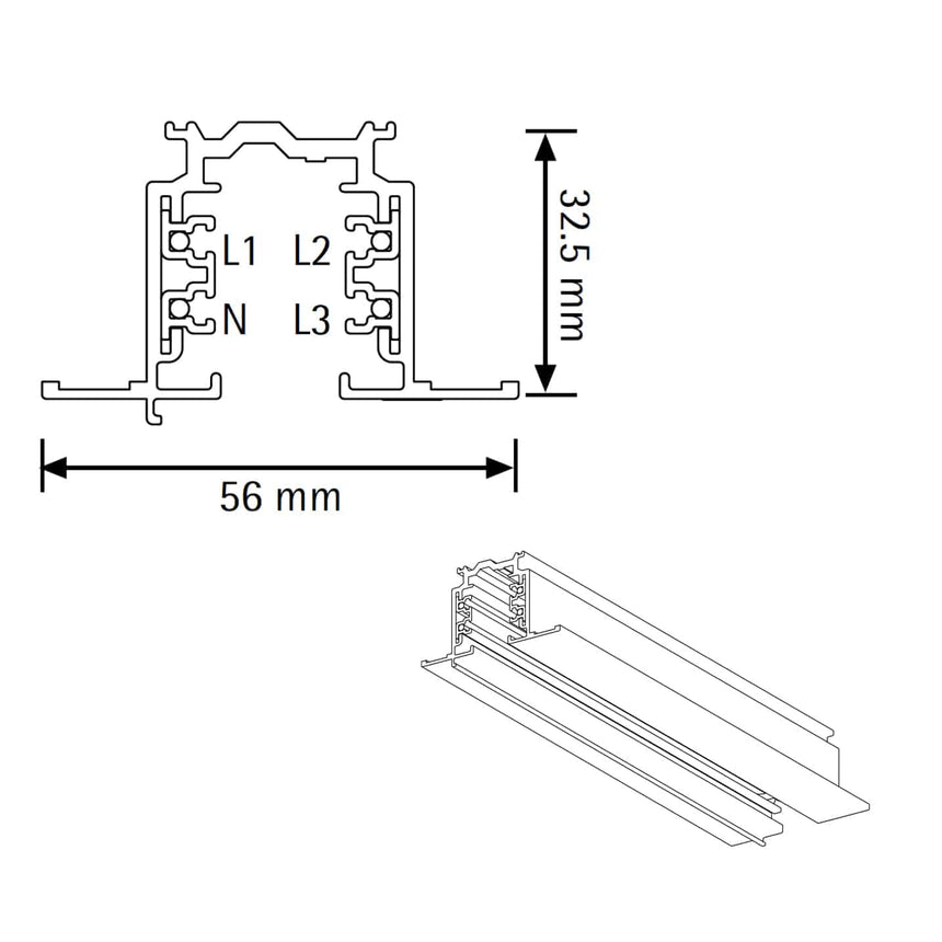 Mantra Carriles Trifasicos CARRIL TRIF.EMPOTRAR 2M NEGRO negro XTSF42002