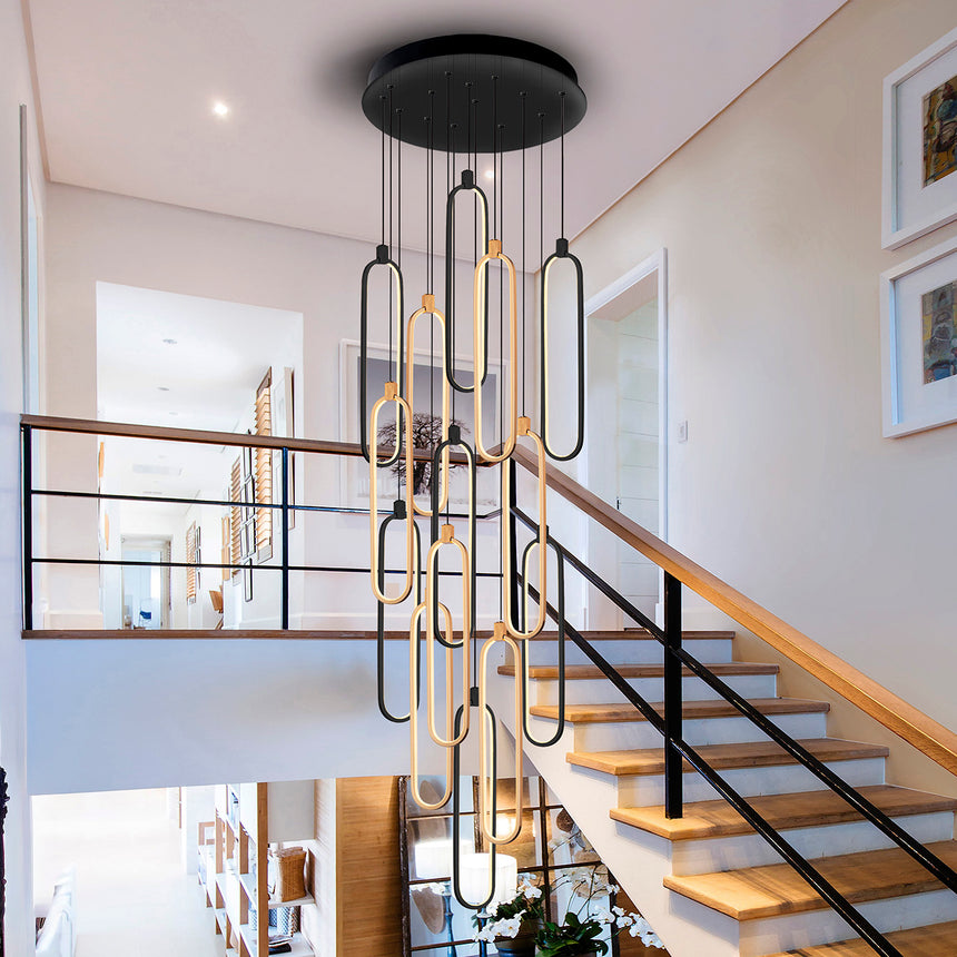 Schuller Colette Lámpara de techo grande 14 luces negro oro rosa regulable 787420DXXL