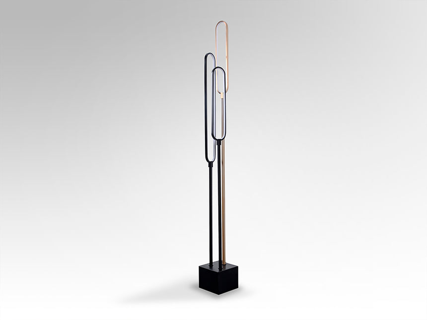 Schuller Colette Lámpara de pie salon 3 luces negro oro rosa XXL787857