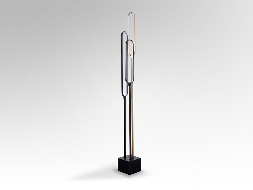 Lámpara de pie de salón Schuller Colette grande LED 3 luces oro rosa y negro 3000K XXL vista 2