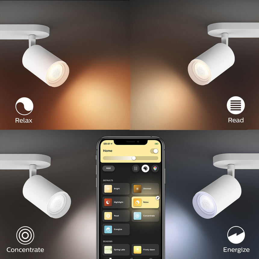 Philips Hue White and Color Ambiance Foco 4 luces Fugato blanco RGBW 6W 5063431P7 350lm