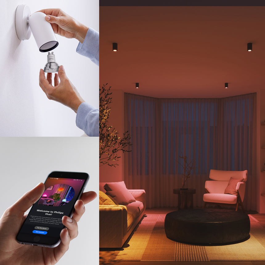 Philips Hue White and Color Ambiance Bombilla dicroica Essential RGBW GU10 4,7W (2 uds) 8720169392489 - vista alternativa