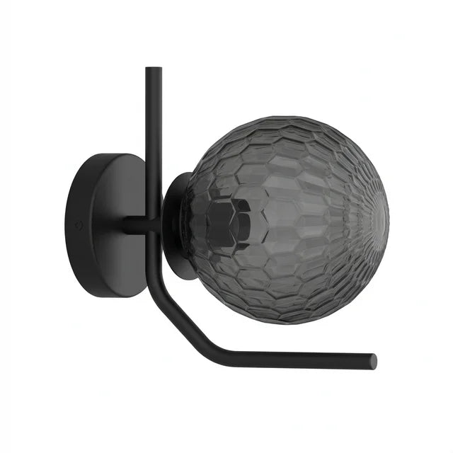 Aplique de pared ACB Maui negro mate con tulipa Parma fumé facetada