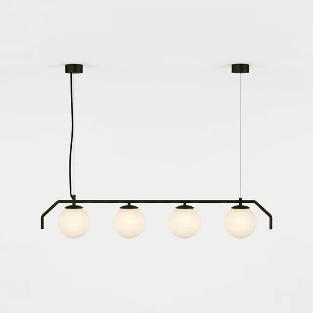 Lámpara colgante 4 luces ACB Maui negro mate con tulipa Parma opal facetada