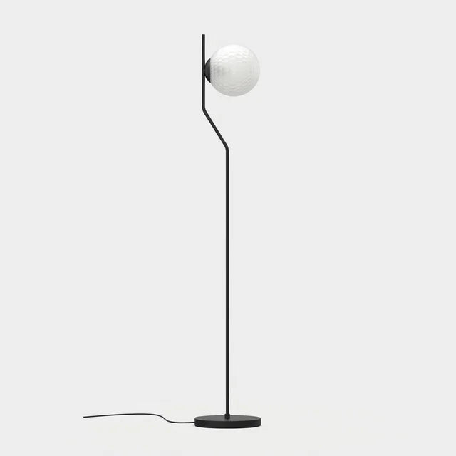 Lámpara de pie ACB Maui negro mate con tulipa Parma opal facetada