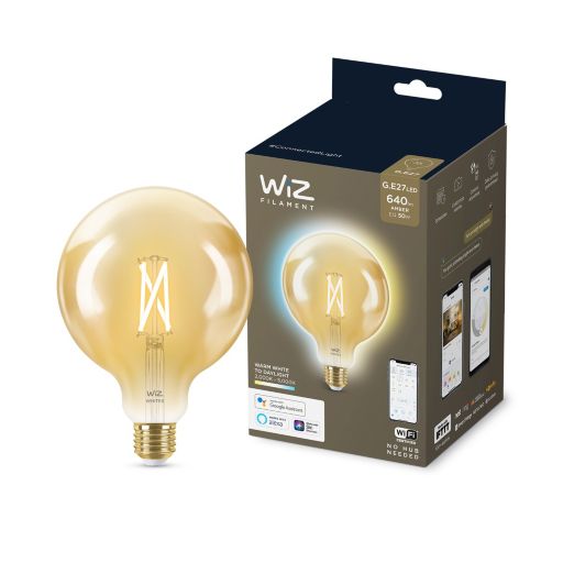 Philips Bombilla LED WIZ Filamento ámbar Globo G125 E27 6,7W WIFI E27 Vintage