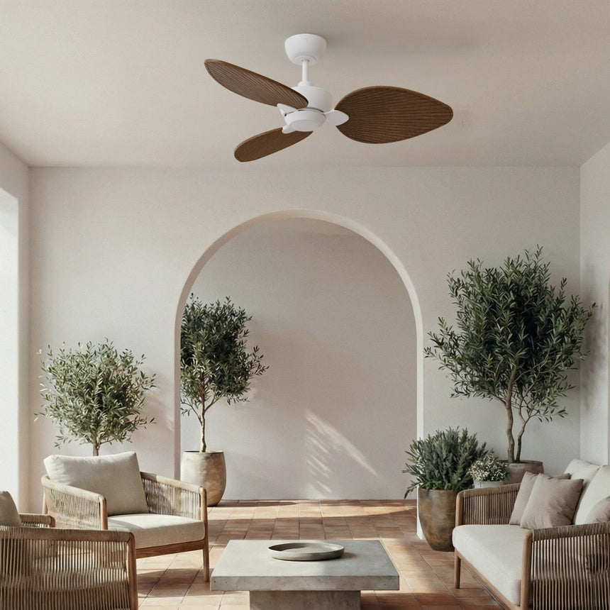Ventilador de techo Sulion Alma 100cm blanco y madera oscura motor DC — vista 2