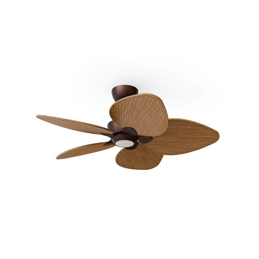 Ventilador de techo con luz Sulion Alma 100cm LED marrón óxido y madera media motor DC — vista 4
