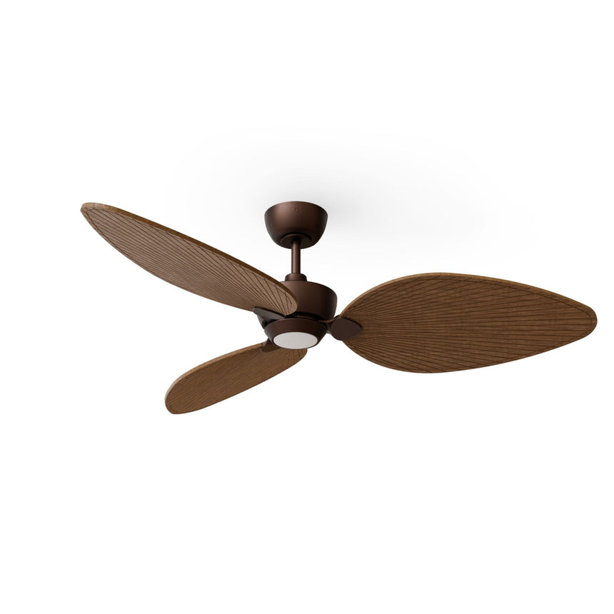 Ventilador de techo con luz Sulion Alma 132cm marrón óxido y madera oscura motor DC — vista 4