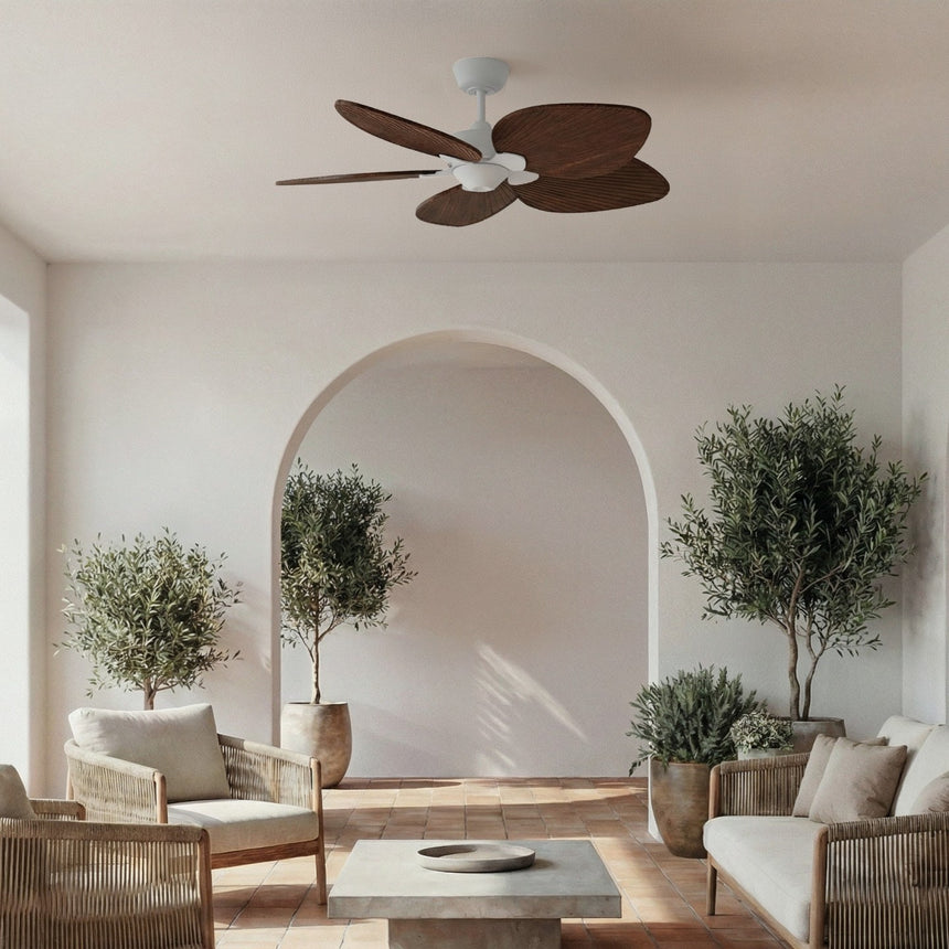 Ventilador de techo con luz Sulion Alma 100cm LED blanco y madera oscura motor DC CCT — vista 2